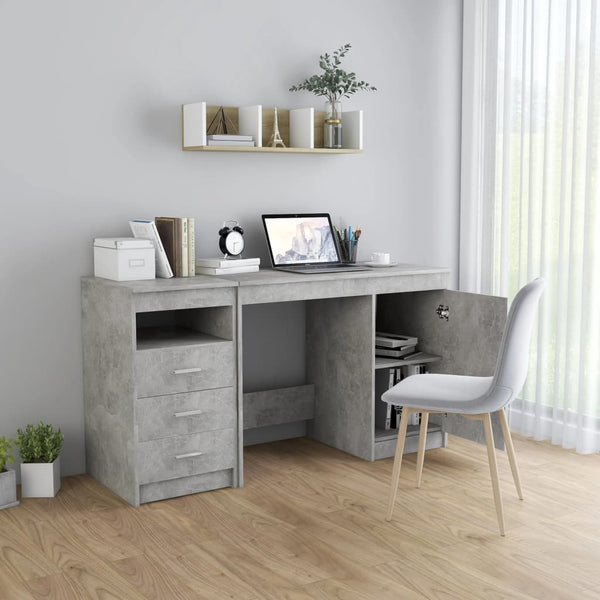 vidaXL Desk Concrete Gray 140x50x76 cm Engineered Wood