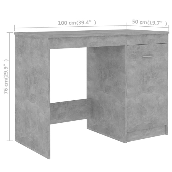 vidaXL Desk Concrete Gray 140x50x76 cm Engineered Wood