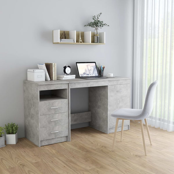 vidaXL Desk Concrete Gray 140x50x76 cm Engineered Wood