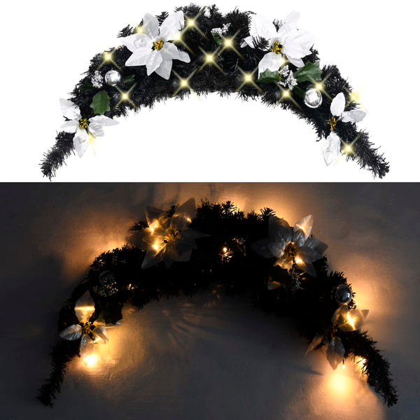 Weihnachts-Türbogen mit LED Lichtern, Schwarz, 90cm