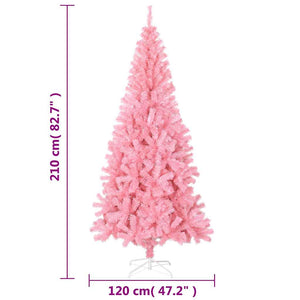 vidaXL Artificial Christmas Tree with Stand Pink 210 cm PVC