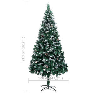 vidaXL Artificial Christmas Tree with Cones and Snow 210 cm