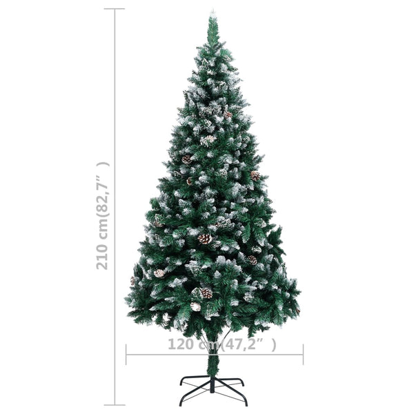 vidaXL Artificial Christmas Tree with Cones and Snow 210 cm