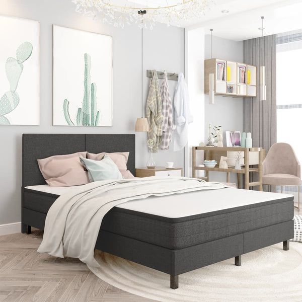vidaXL Dark Grey Fabric Box Spring Bed 160x200 cm