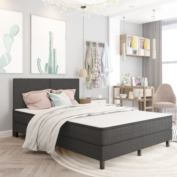 vidaXL Dark Grey Fabric Box Spring Bed 180x200 cm