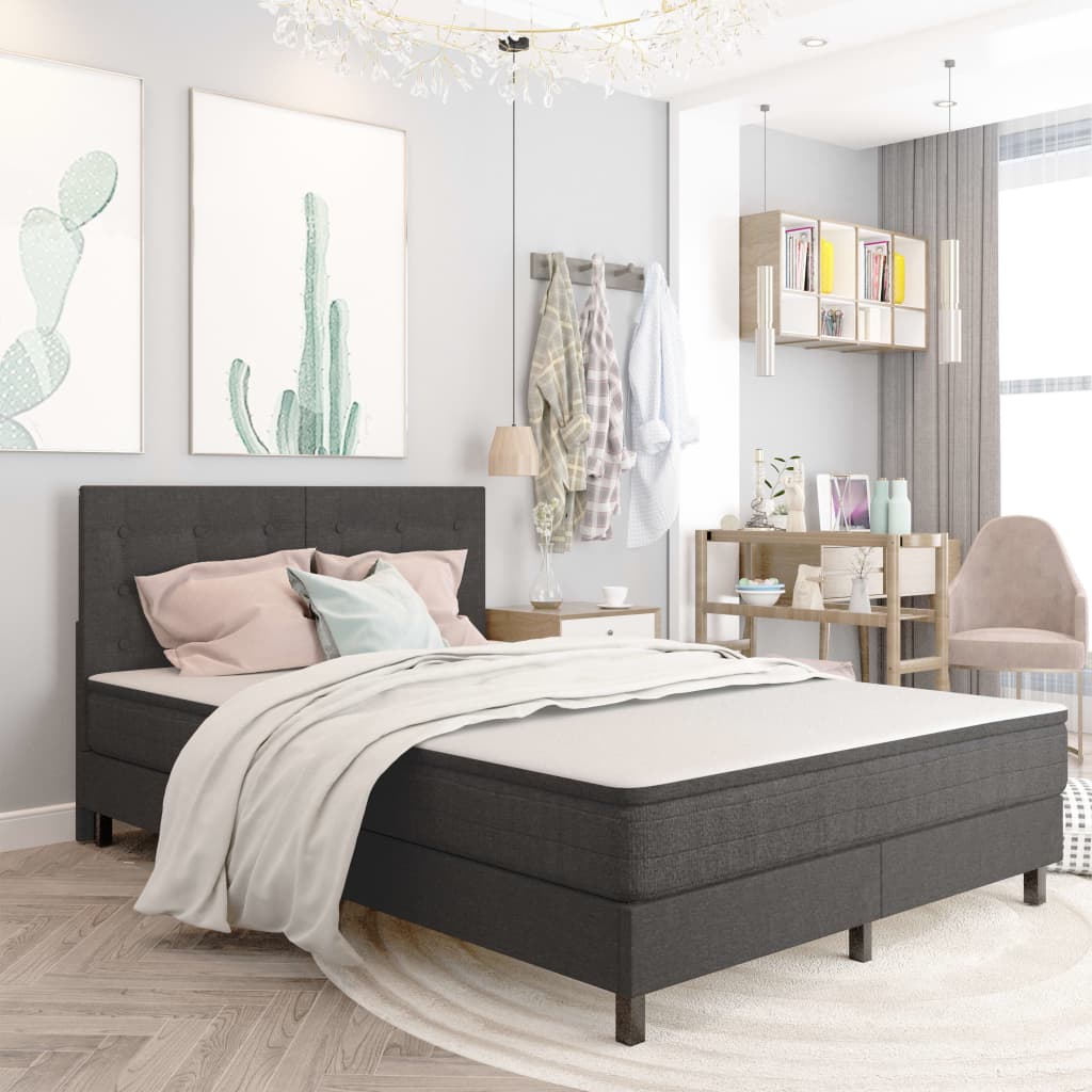 vidaXL Dark Grey Fabric Box Spring Bed 140x200 cm