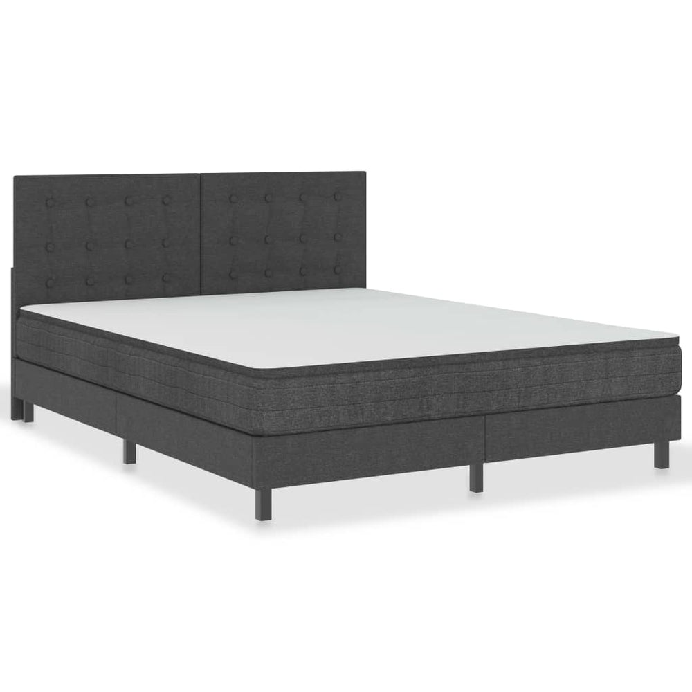 vidaXL Dark Grey Fabric Box Spring Bed 160x200 cm