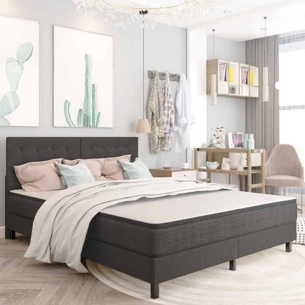 vidaXL Dark Grey Fabric Box Spring Bed 160x200 cm