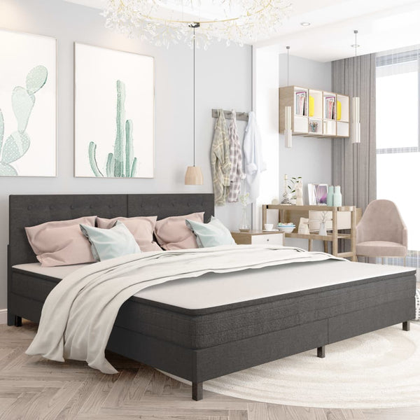 vidaXL Box Spring Bed Dark Grey Fabric 200x200 cm