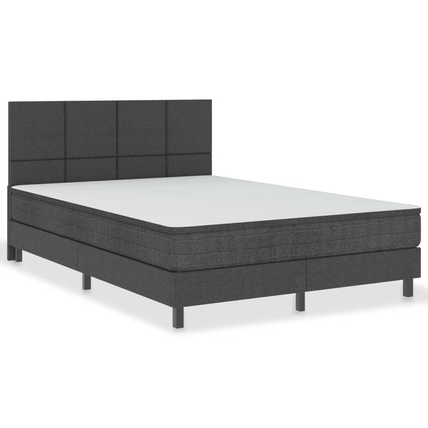 vidaXL Dark Grey Fabric Box Spring Bed 140x200 cm