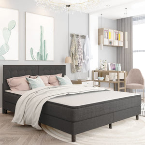 vidaXL Dark Grey Fabric Box Spring Bed 160x200 cm