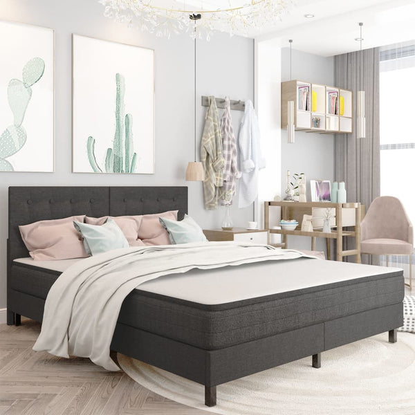 vidaXL Dark Grey Fabric Box Spring Bed 160x200 cm
