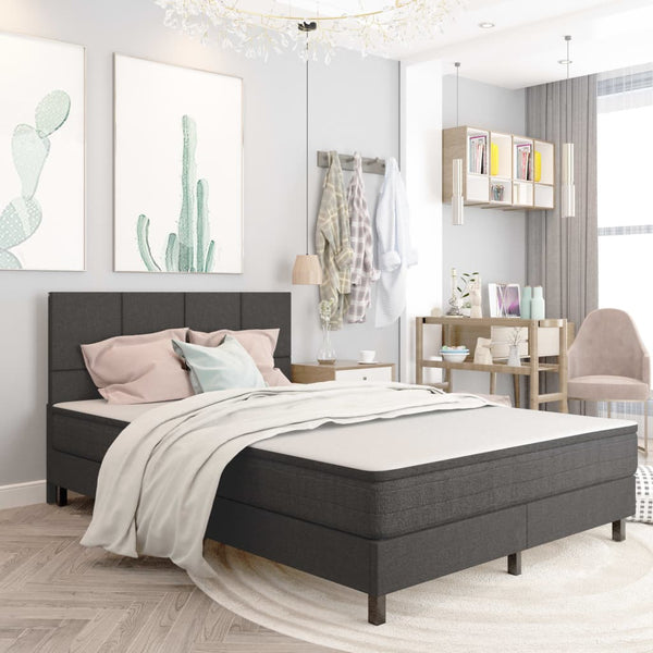 vidaXL Dark Grey Fabric Box Spring Bed 180x200 cm