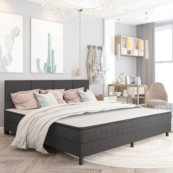vidaXL Box Spring Bed Dark Grey Fabric 200x200 cm