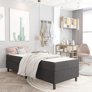 vidaXL Dark Grey Fabric Box Spring Bed 90x200 cm