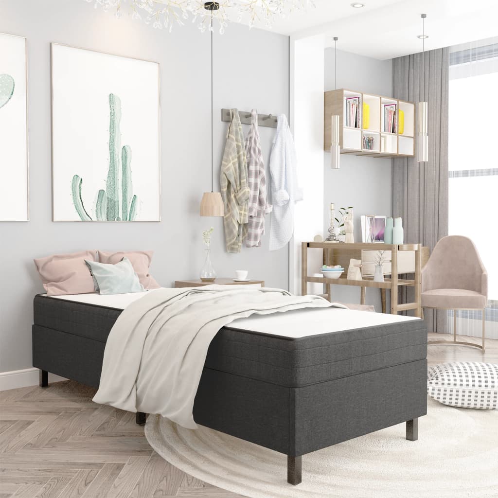vidaXL Dark Grey Fabric Box Spring Bed 100x200 cm