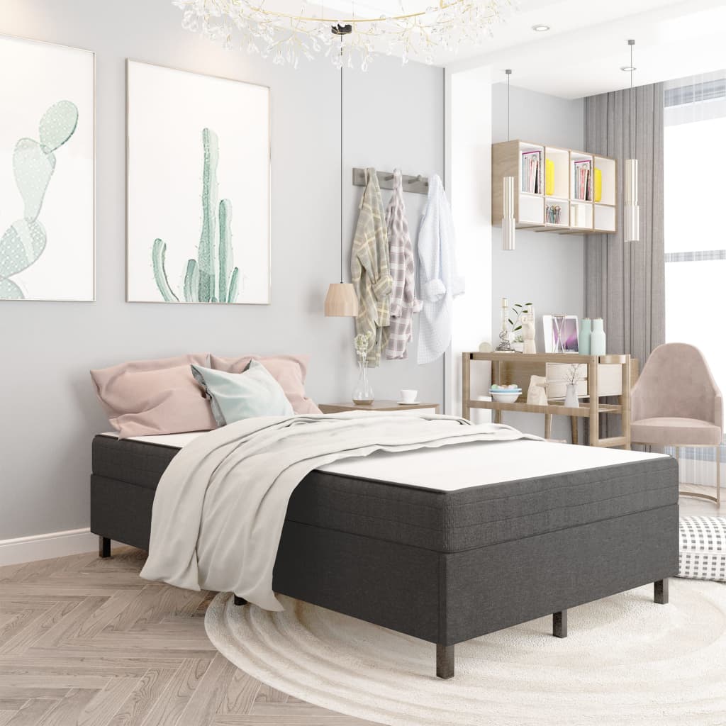 vidaXL Dark Grey Fabric Box Spring Bed 120x200 cm