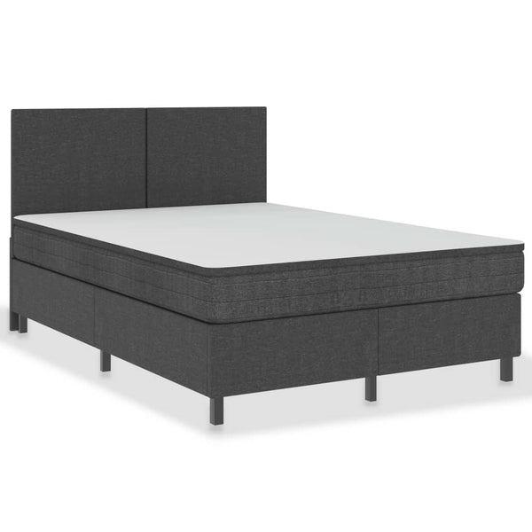 vidaXL Dark Grey Fabric Box Spring Bed 140x200 cm