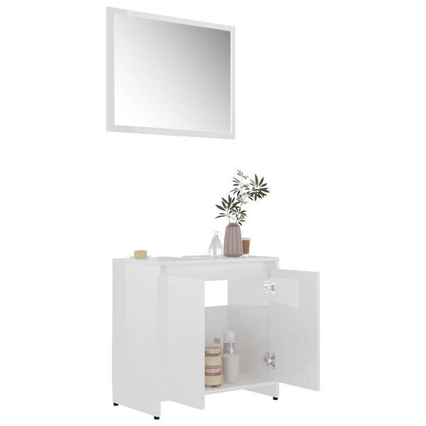 vidaXL Bathroom Furniture Set High Gloss White Engineered Wood