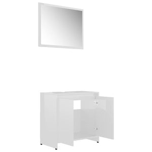 vidaXL Bathroom Furniture Set High Gloss White Engineered Wood