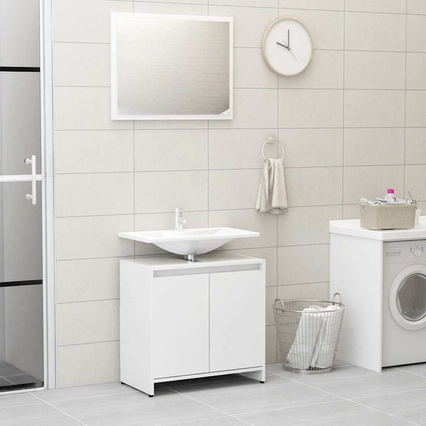 vidaXL Bathroom Furniture Set High Gloss White Engineered Wood