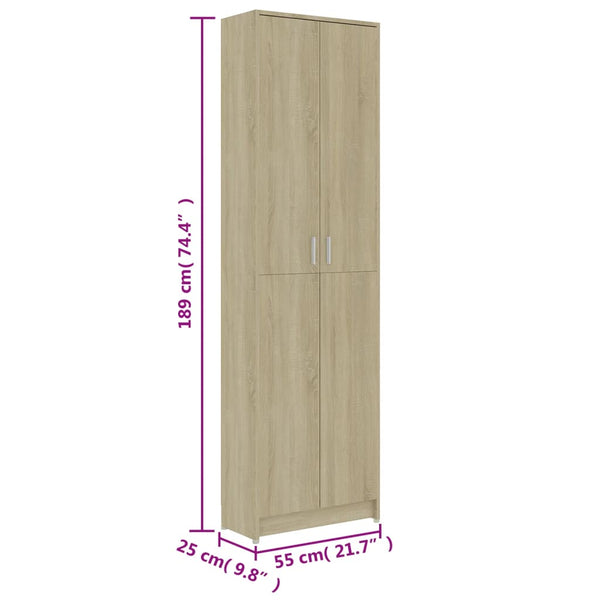 vidaXL Wardrobe Sonoma Oak 55x25x189 cm Engineered Wood