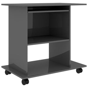 vidaXL Desk High Gloss Grey 80x50x75 cm Engineered Wood