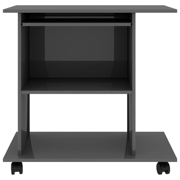 vidaXL Desk High Gloss Grey 80x50x75 cm Engineered Wood