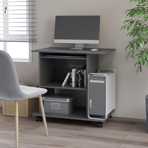 vidaXL Desk High Gloss Grey 80x50x75 cm Engineered Wood
