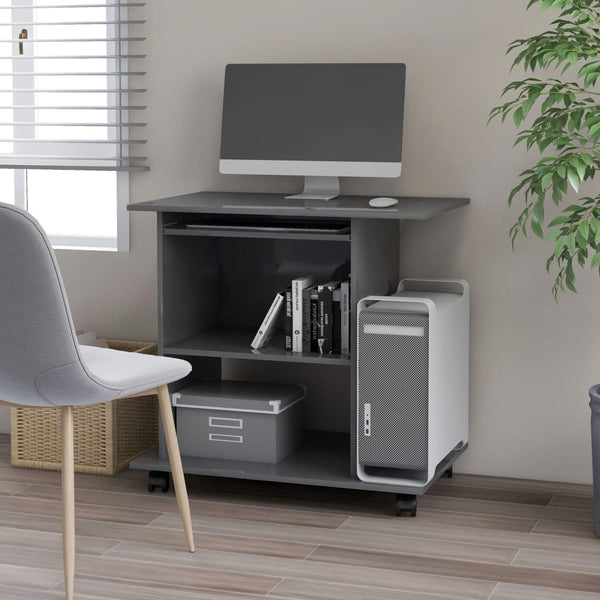 vidaXL Desk High Gloss Grey 80x50x75 cm Engineered Wood