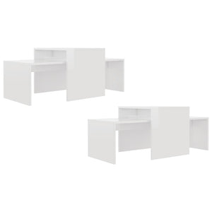 vidaXL Coffee Table Set High Gloss White 100x48x40 cm Engineered Wood