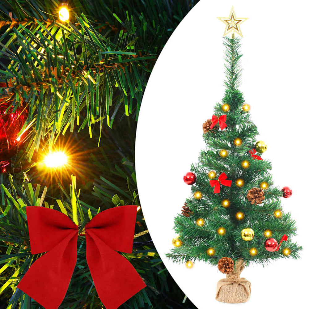 vidaXL Artificial Christmas Tree with Lights & Baubles Green 64 cm