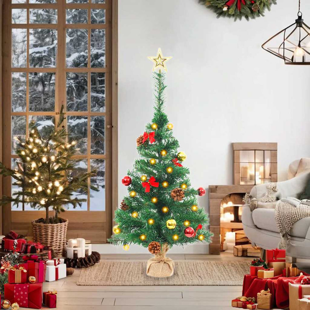 vidaXL Artificial Christmas Tree with Lights & Baubles Green 64 cm