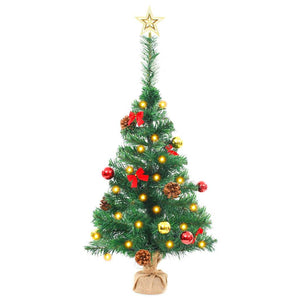 vidaXL Artificial Christmas Tree with Lights & Baubles Green 64 cm