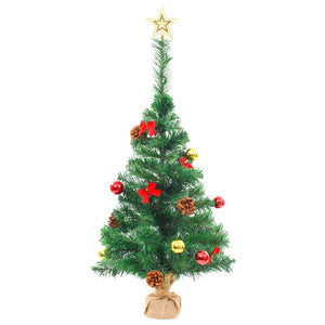 vidaXL Artificial Christmas Tree with Lights & Baubles Green 64 cm