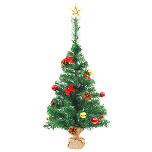 vidaXL Artificial Christmas Tree with Lights & Baubles Green 64 cm
