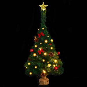 vidaXL Artificial Christmas Tree with Lights & Baubles Green 64 cm