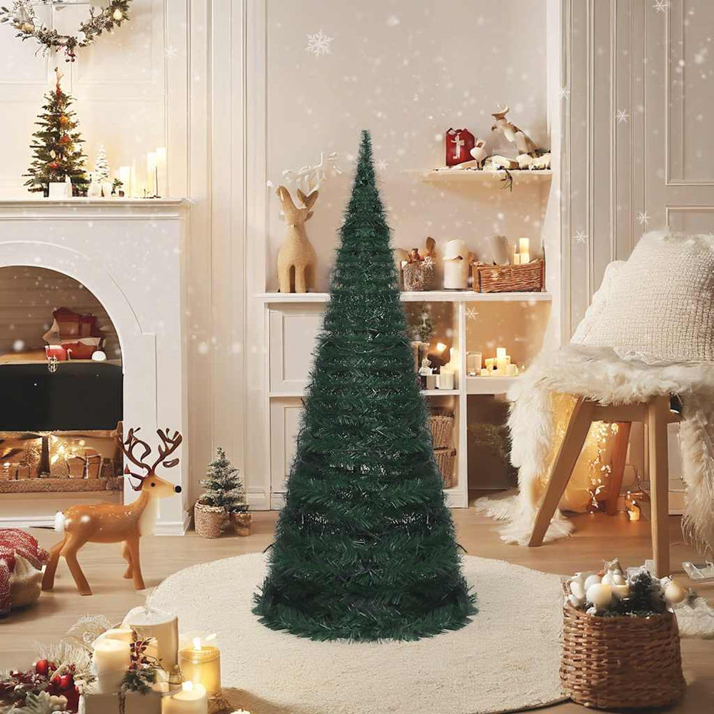 vidaXL Artificial Pop-Up Christmas Tree with Lights Green 150 cm
