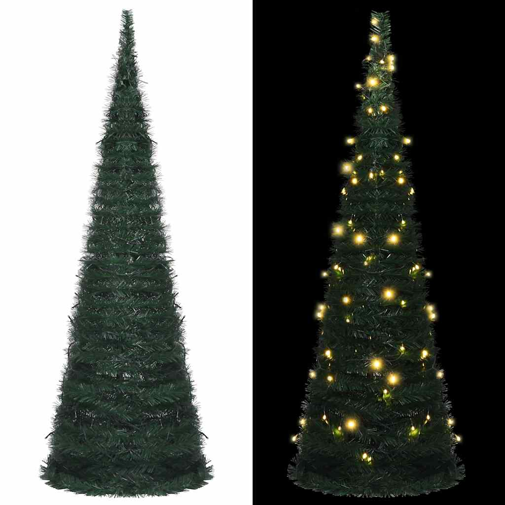vidaXL Artificial Pop-Up Christmas Tree with Lights Green 180 cm