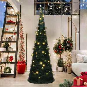 vidaXL Artificial Pop-Up Christmas Tree with Lights Green 180 cm