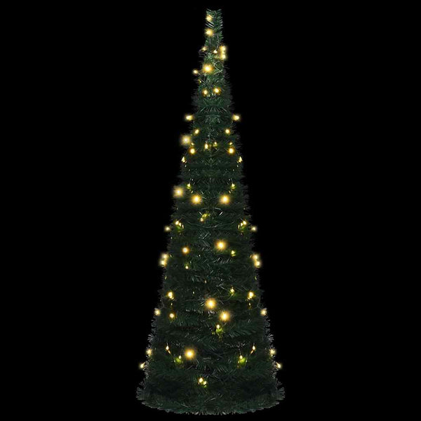 vidaXL Artificial Pop-Up Christmas Tree with Lights Green 180 cm