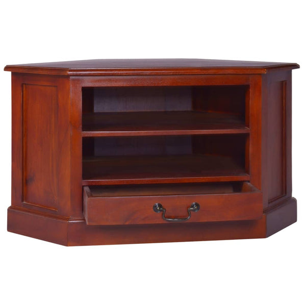 vidaXL Corner TV Cabinet Classic Brown Solid Mahogany Wood