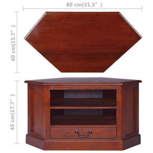 vidaXL Corner TV Cabinet Classic Brown Solid Mahogany Wood