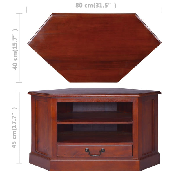 vidaXL Corner TV Cabinet Classic Brown Solid Mahogany Wood