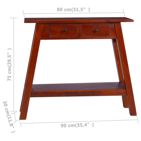 vidaXL Console Table Classic Brown 90x30x75 cm Solid Mahogany Wood