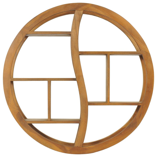 Yin Yang Wandregal Teak Massivholz 80cm