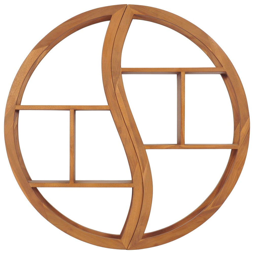 Massivholz Wandregal Yin Yang Teak