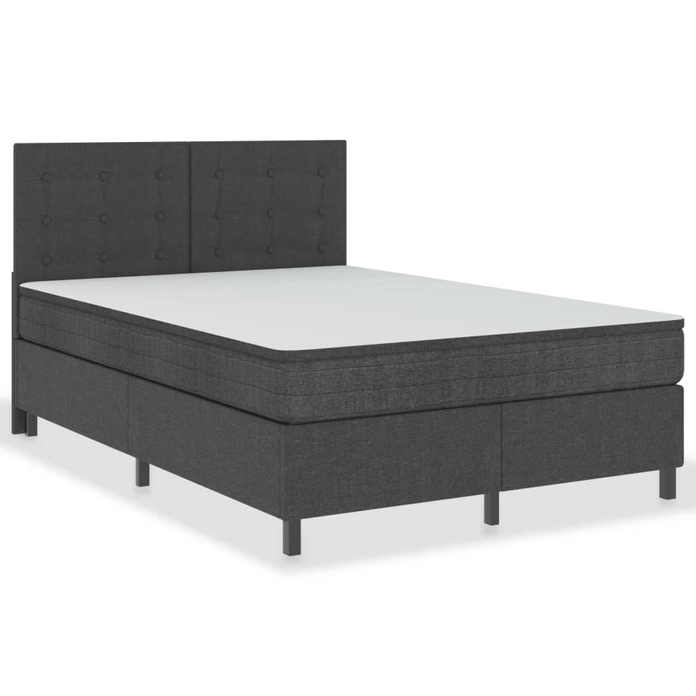 vidaXL Dark Grey Fabric Box Spring Bed 140x200 cm