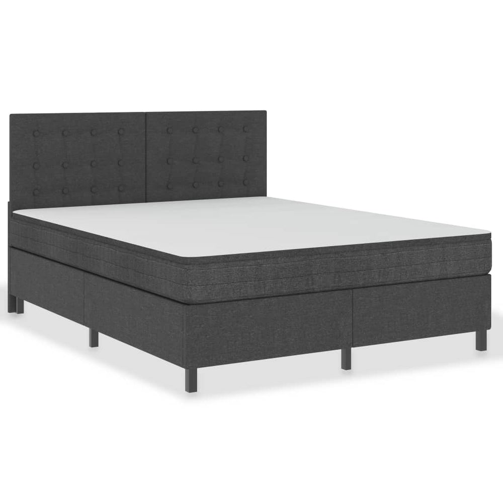 vidaXL Dark Grey Fabric Box Spring Bed 160x200 cm