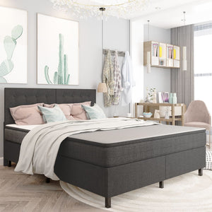 vidaXL Dark Grey Fabric Box Spring Bed 160x200 cm